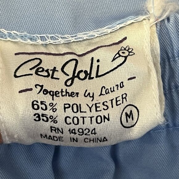 VTG Cest Jolie Embroidered Shorts sz M High Waisted Elastic Cottage Fairy Boho - Picture 7 of 7